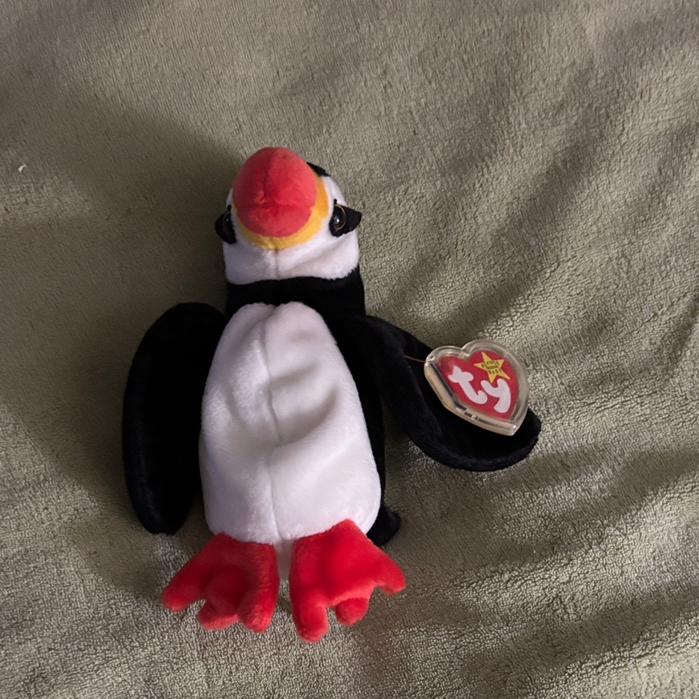 Ty Puffin Plush Toy in Black, White, and Red
